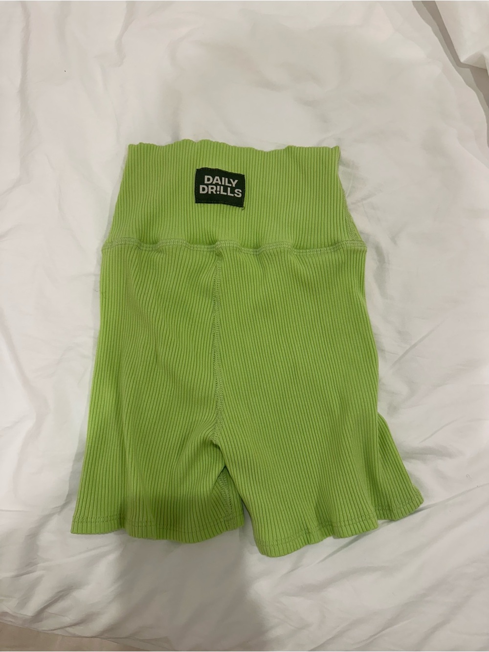Daily Drills Lime Green Ribbed High-Waist Bike Shorts